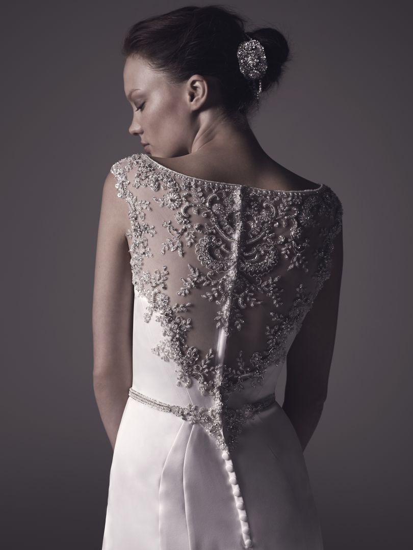 beaded illusion back wedding gown couture