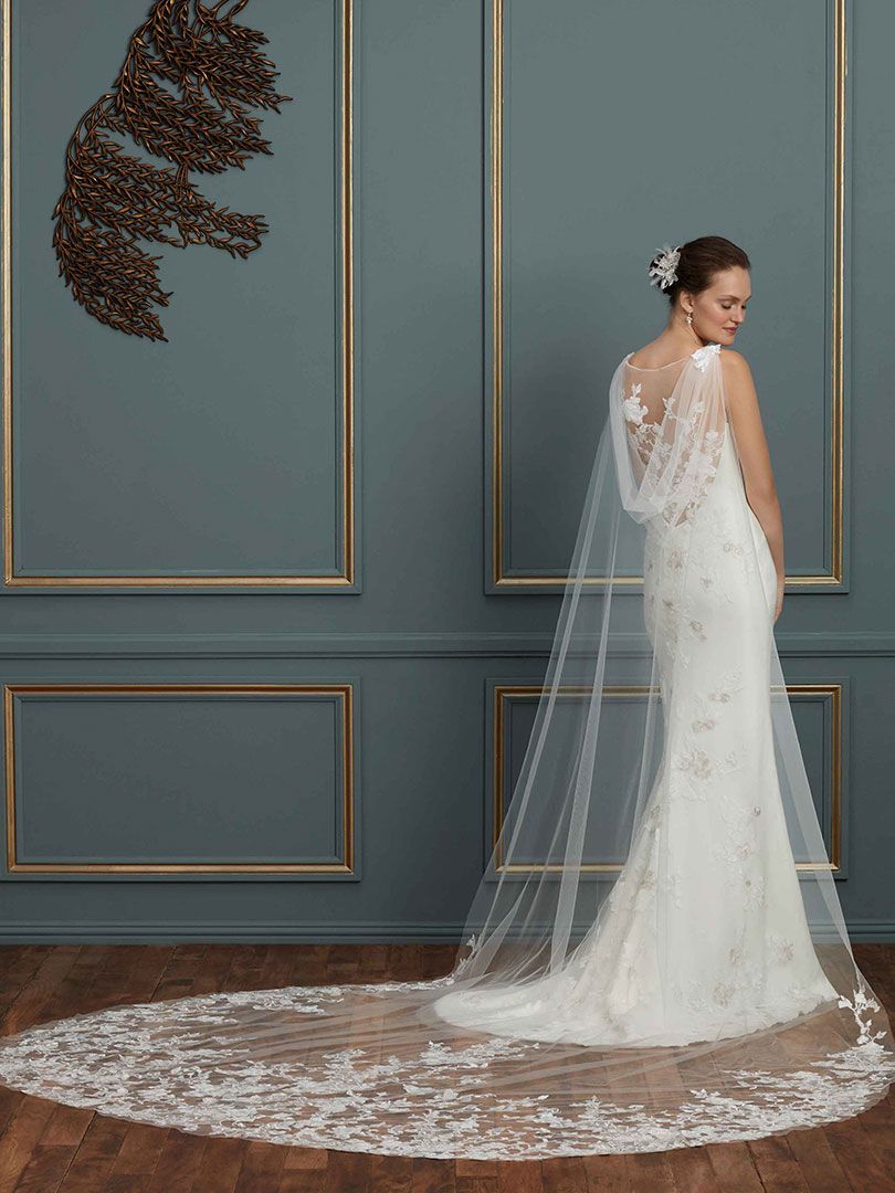wedding gown with detachable watteau couture 