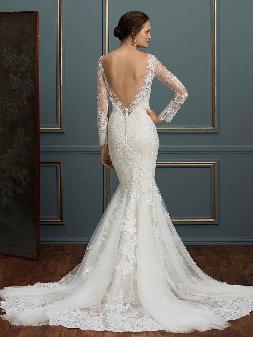 long sleeve wedding dress with low back and long sleeves