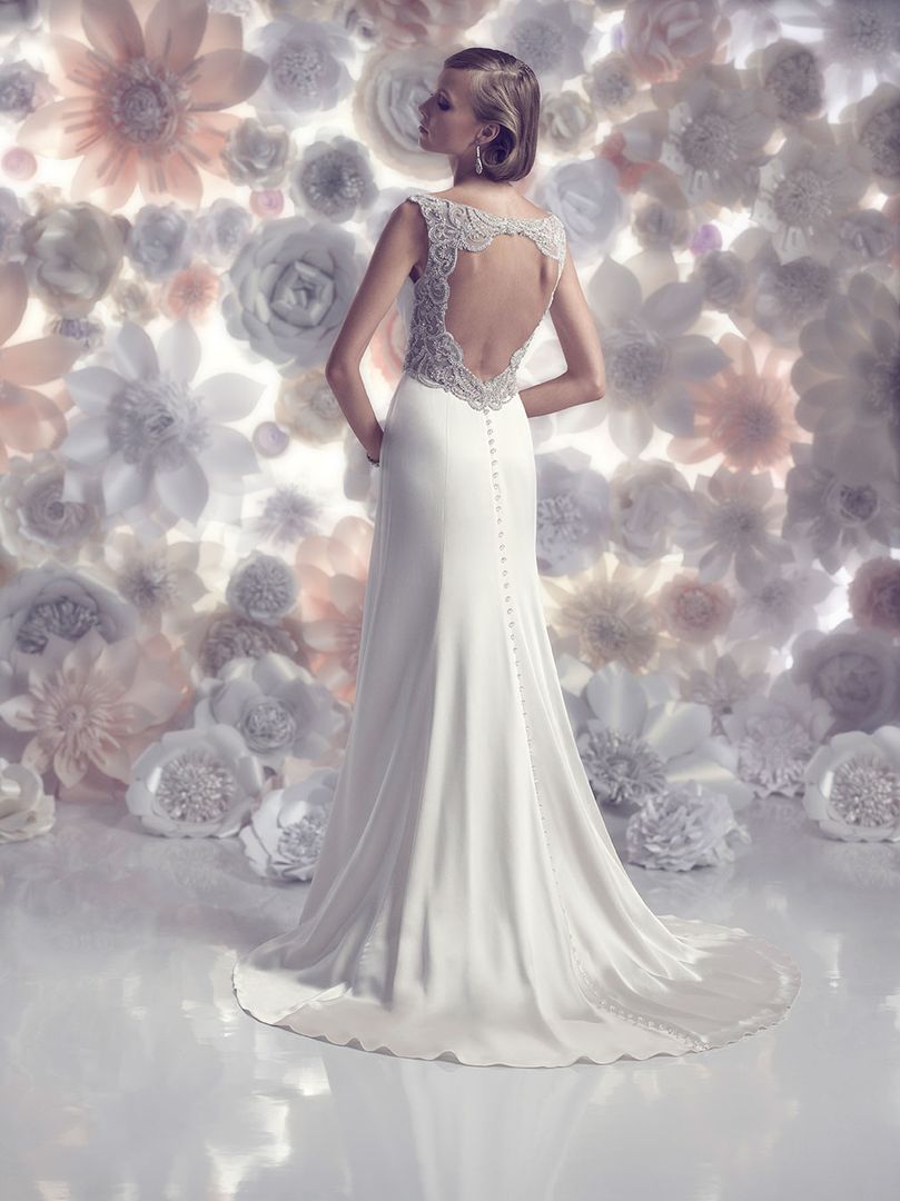 couture satin wedding dress with keyhole back