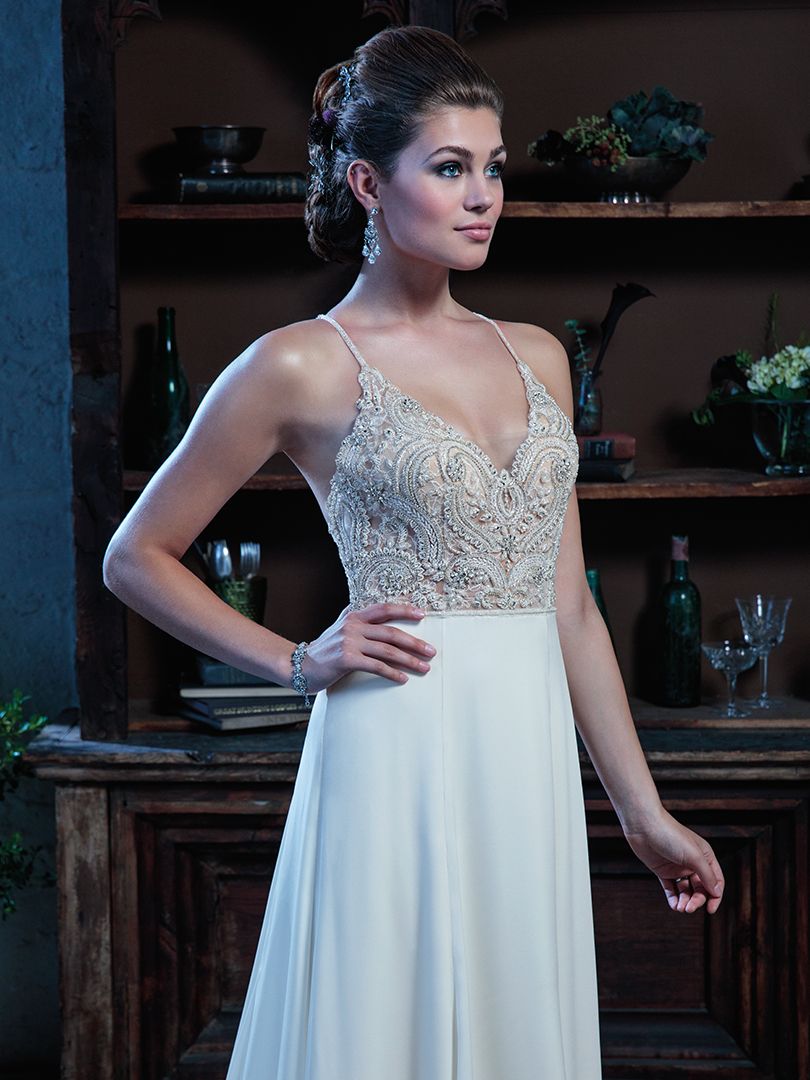 Satin Wedding Dress with Beaded Bodice Amare Style C132
